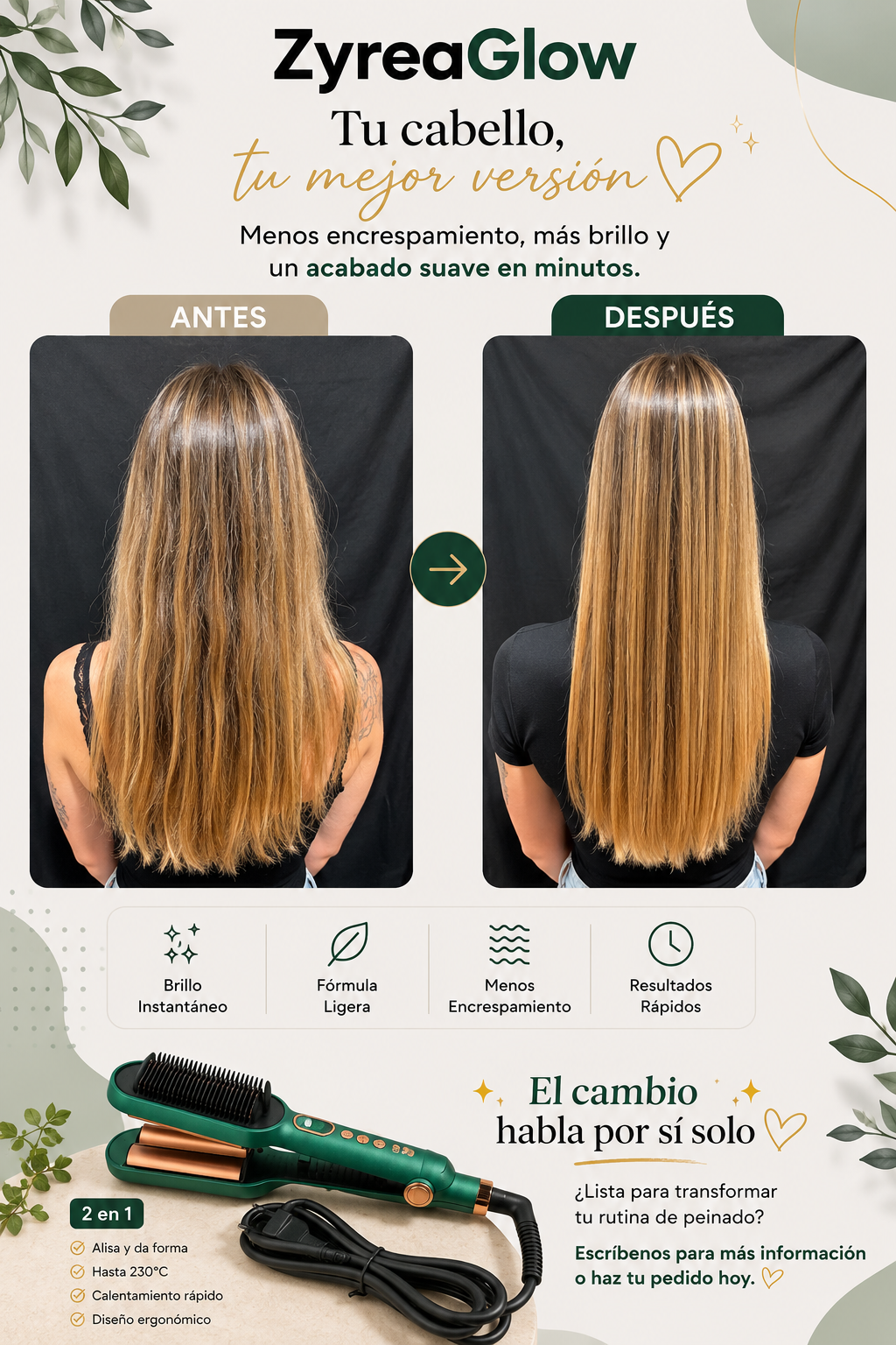 Cepillo Alisador 2 en 1